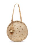 Sisal Printed & Embellished Jute Shoulder Bag