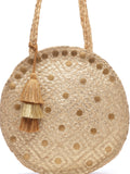 Sisal Printed & Embellished Jute Shoulder Bag