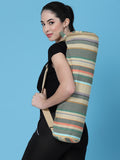 Eco - Friendly Cotton Canvas Striped Yoga Bag