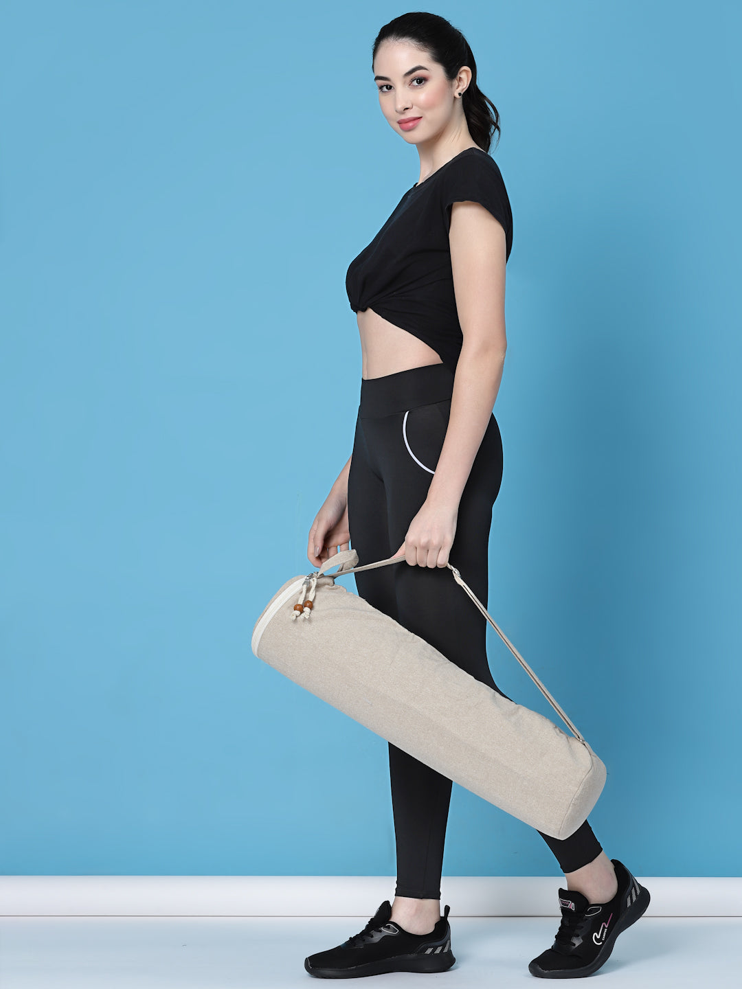 Eco - Friendly Cotton Canvas Solid Yoga Bag