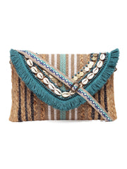 Sisal Striped & Embellished Jute Sling Bag