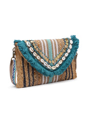 Sisal Striped & Embellished Jute Sling Bag