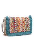 Sisal Striped & Embellished Jute Sling Bag