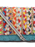 Sisal Striped & Embellished Jute Sling Bag