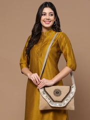 Sisal Embellished Jute Sling Bag
