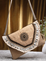 Sisal Embellished Jute Sling Bag