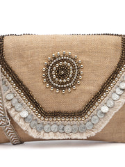 Sisal Embellished Jute Sling Bag