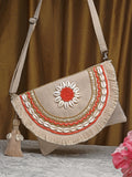 Sisal Embellished Jute Sling Bag