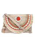 Sisal Embellished Jute Sling Bag