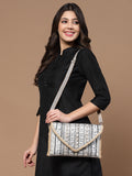 Sisal Striped & Embellished Jute Sling Bag