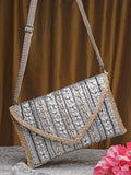 Sisal Striped & Embellished Jute Sling Bag