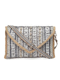 Sisal Striped & Embellished Jute Sling Bag