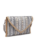 Sisal Striped & Embellished Jute Sling Bag