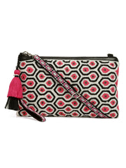 Kooky Boho Honeycomb Embellished Cotton Jacquard Sling Bag