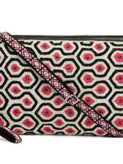 Kooky Boho Honeycomb Embellished Cotton Jacquard Sling Bag