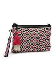 Kooky Boho Honeycomb Embellished Cotton Jacquard Sling Bag