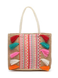 Sisal Boho Striped Jacquard Jute Shoulder Bag