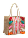 Sisal Boho Striped Jacquard Jute Shoulder Bag