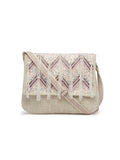 Kooky Boho Chevron Embellished Handloom Cotton Canvas Sling Bag