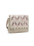 Kooky Boho Chevron Embellished Handloom Cotton Canvas Sling Bag