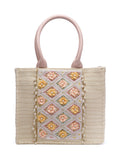 Kooky Floral Embellished Handloom Cotton Canvas Handheld Bag