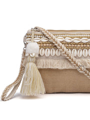Sisal Embellished Jute Sling Bag