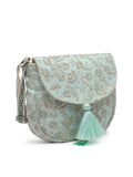 Lush Floral Embroidered Faux Silk Sling Bag