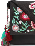 Lush Floral Embroidered Suede Sling Bag