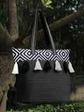Kooky Boho Jacquard Handloom Cotton Canvas Tote Bag