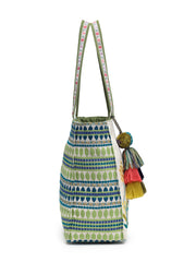 Kooky Jacquard Boho Floral Embroidered Tote Bag