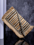 Sisal Striped & Embellished Jute Sling Bag