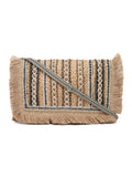 Sisal Striped & Embellished Jute Sling Bag