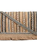 Sisal Striped & Embellished Jute Sling Bag