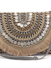 Sisal Embellished Jute Sling Bag