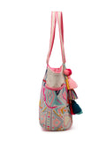 Kooky Boho Geometric Embellished Handloom Cotton Jacquard Tote Bag