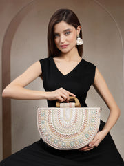 Boho Cotton Ethnic Embellished Handheld Bag