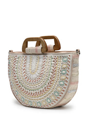 Boho Cotton Ethnic Embellished Handheld Bag