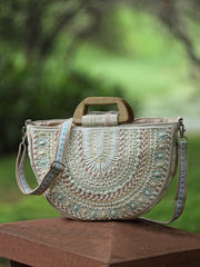Boho Cotton Ethnic Embellished Handheld Bag