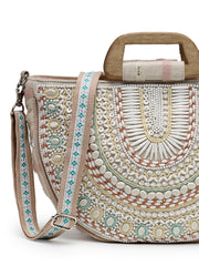 Boho Cotton Ethnic Embellished Handheld Bag