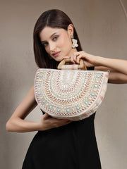 Boho Cotton Ethnic Embellished Handheld Bag