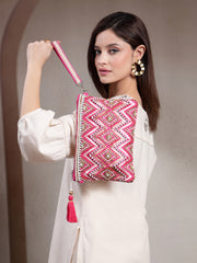 Boho Cotton Chevron Beaded Sling Bag