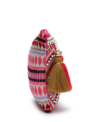 Boho Cotton Chevron Beaded Sling Bag