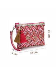Boho Cotton Chevron Beaded Sling Bag