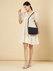 Uno Geometric Quilted Polyester Sling Bag