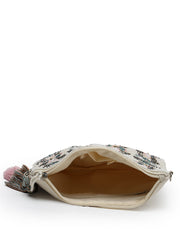 Kooky Floral Embellished Handloom Cotton Canvas Sling Bag