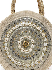 Sisal Mandala Embellished Jute Tote Bag