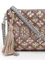 Kooky Geometric Embellished Polycotton Sling Bag