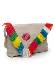 Boho Floral Embroidered Cotton Canvas Sling Bag