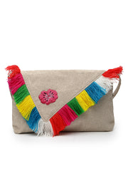 Boho Floral Embroidered Cotton Canvas Sling Bag