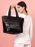 Uno Striped Quilted Polyester Tote Bag